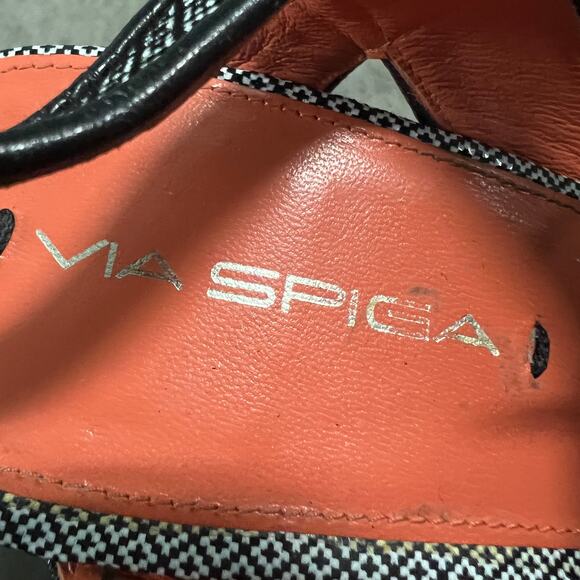 Via Spiga (9) Kassiana Black Leather Espadrille Platform Wedge Heel Sandal Shoes - Picture 9 of 10